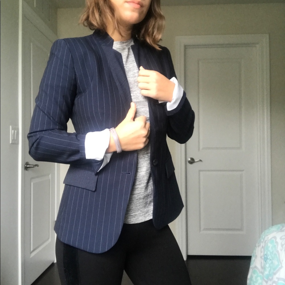 Banana Republic pinstripe navy blazer